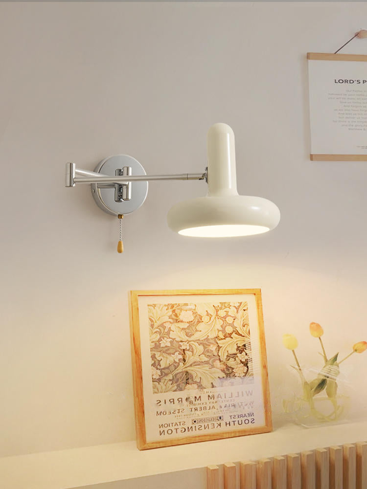 Swing Arm White Capsule Wall Lamp