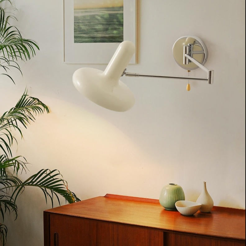 Swing Arm White Capsule Wall Lamp