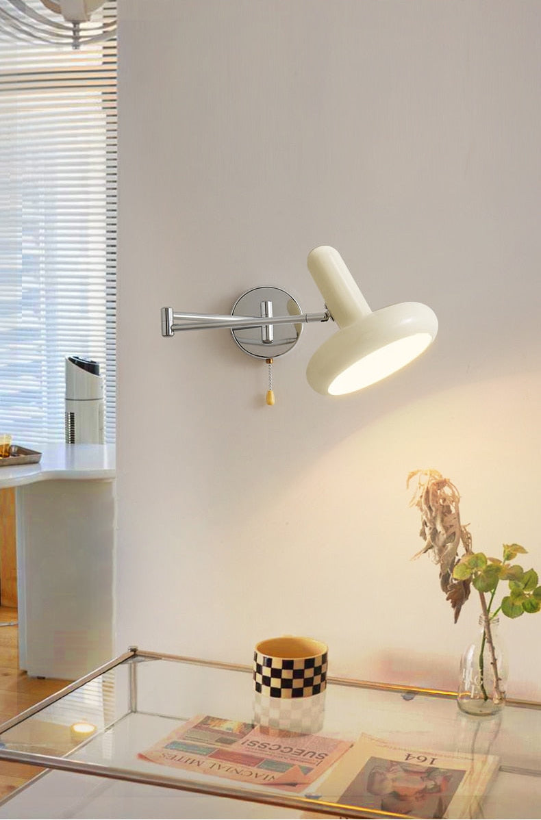 Swing Arm White Capsule Wall Lamp