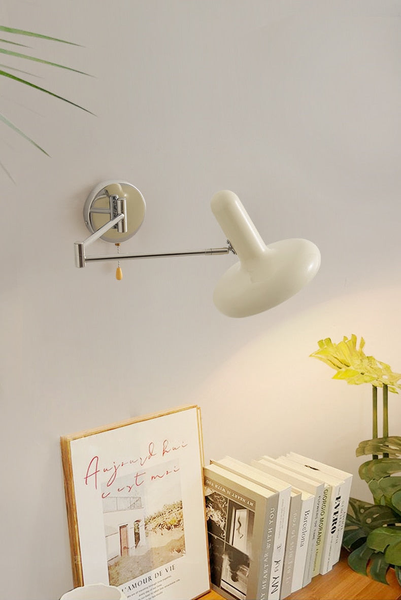 Swing Arm White Capsule Wall Lamp