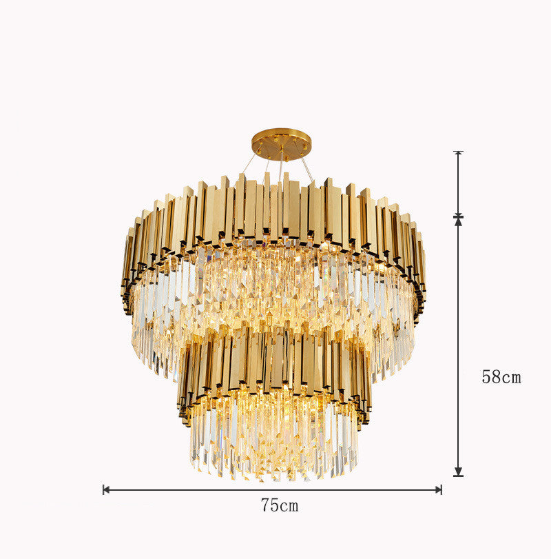 Stainless Steel Light Luxury Round Crystal Chandelier