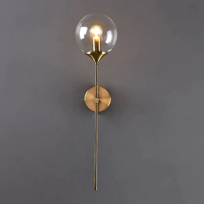 Gold Base Glass Globe Wall Light