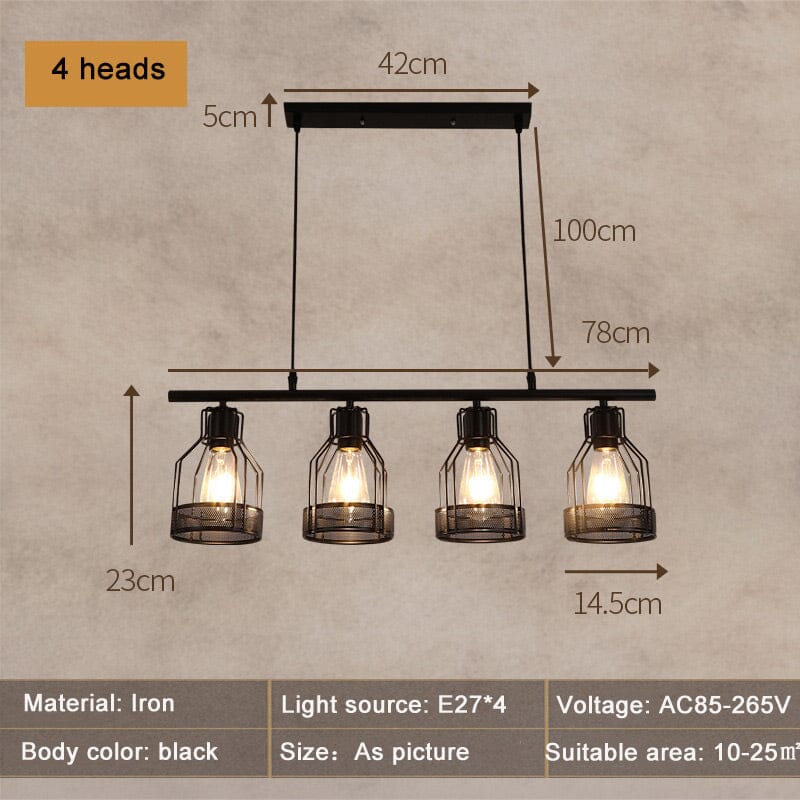Industrial Style Loft Multi-Heads Chandelier Lamp