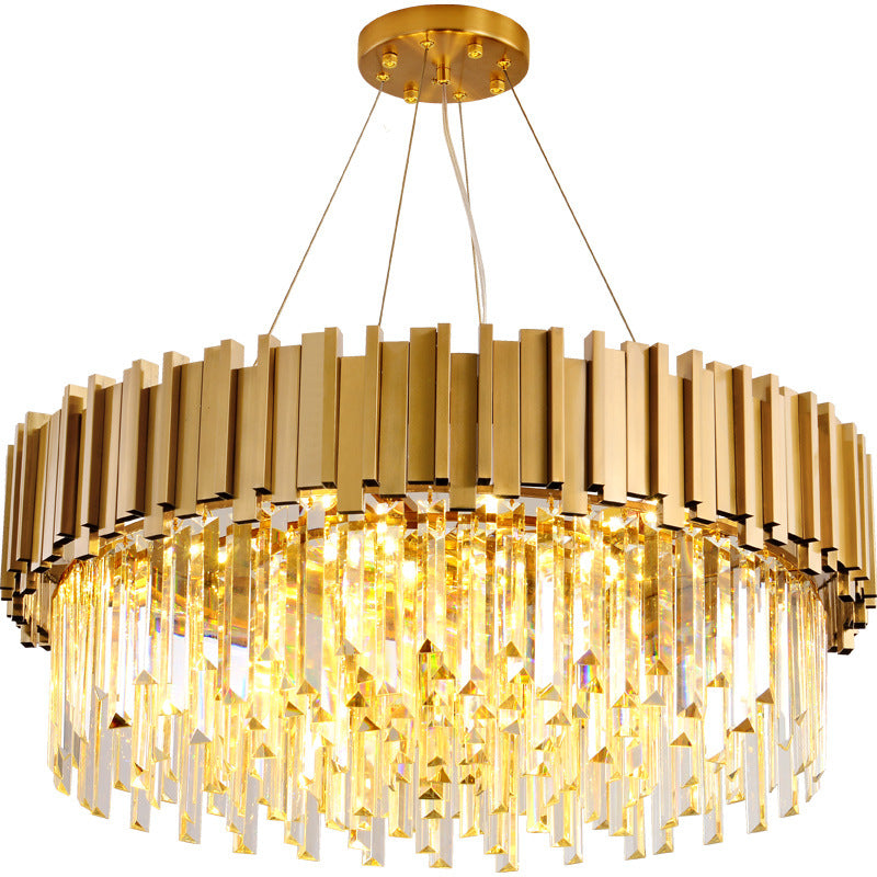 Stainless Steel Light Luxury Round Crystal Chandelier