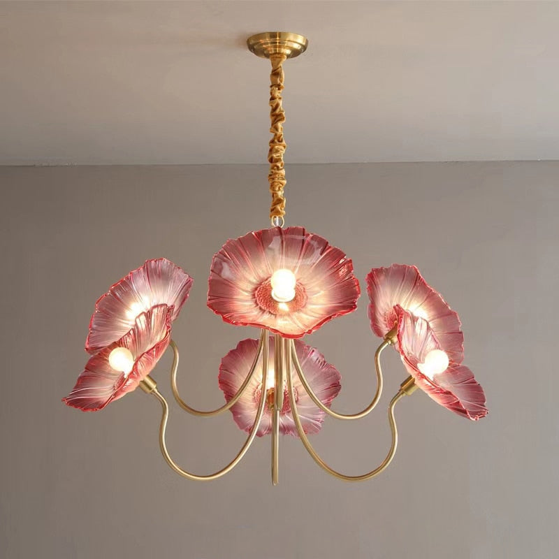 Modern Lotus Glass Flowers LED Chandelier