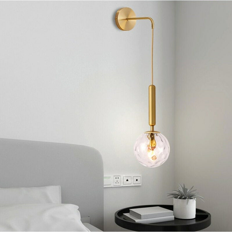 Wall Nordic Brass Lamp ,Iron & Glass Bedside Lights, Scandinavian Lamp Design, Modern Pendant Lights, Bedroom Area Lamps, Chandelier Bulb In