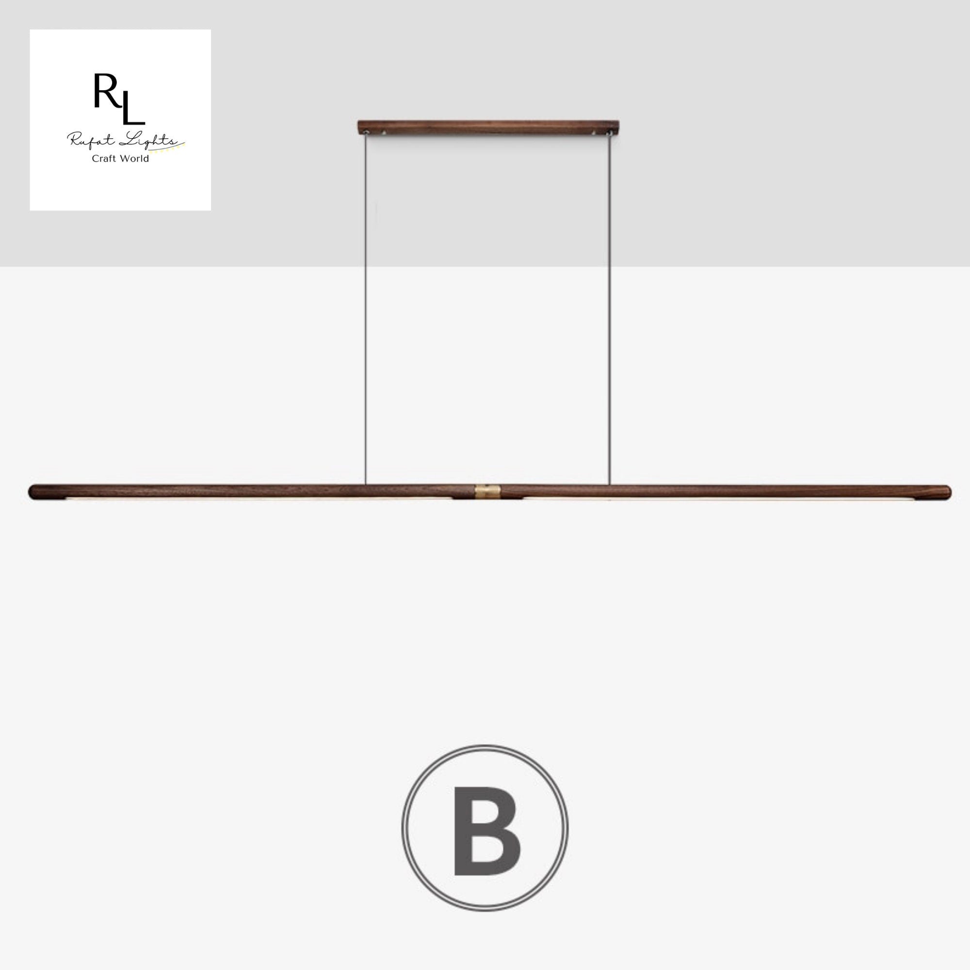 Extended Linear Suspension Light Modern LED Solid Wood