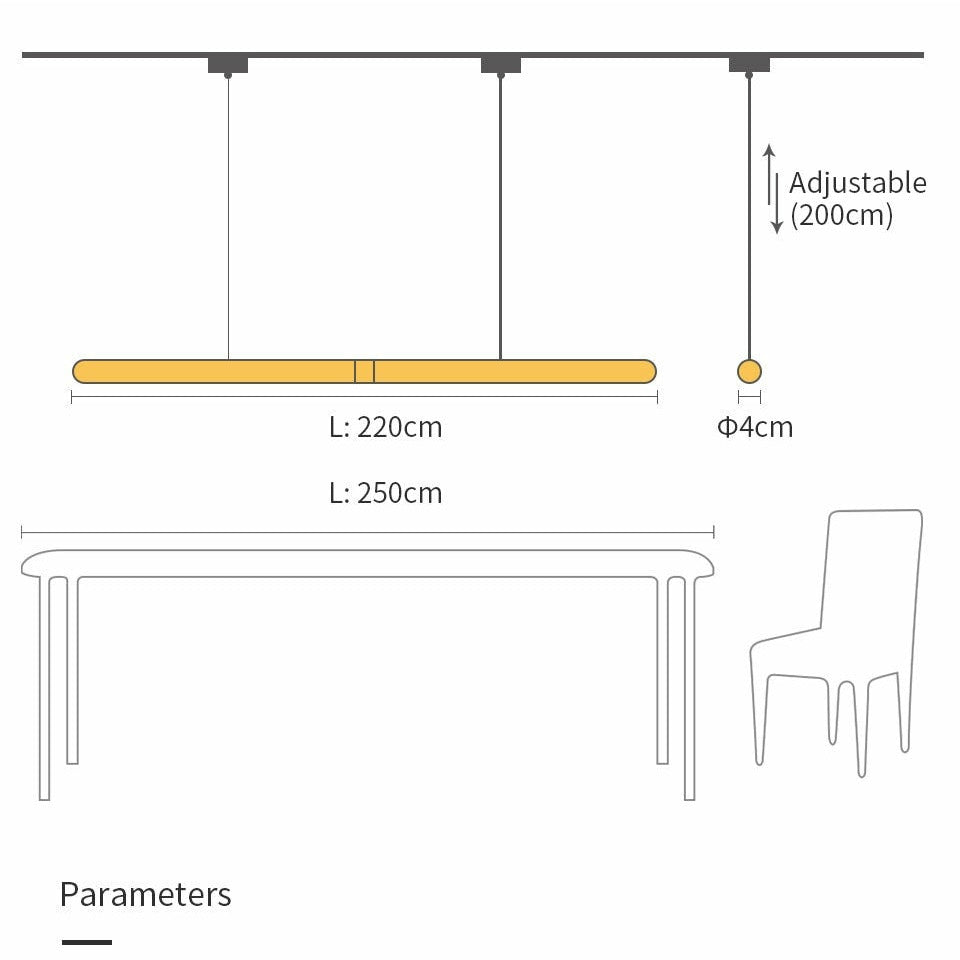 Extended Linear Suspension Light Modern LED Solid Wood