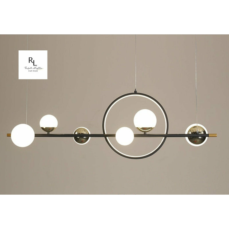 Nordic Ring Glass Ball Chandelier Kitchen Island Hanging Pendant Lamp, Living Room, Bedroom, Office, Interior Design Creative Combined LED