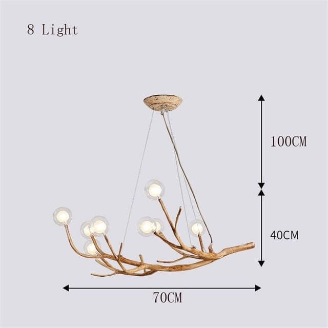 Nordic Rustic Tree Branch Hanging Chandelier with Bubble Glass lighting Vintage luminaries lustre Industriel Hanging Lights Wall