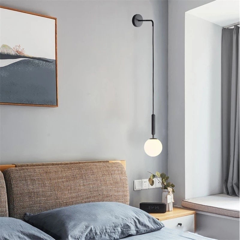 Wall Nordic Brass Lamp ,Iron & Glass Bedside Lights, Scandinavian Lamp Design, Modern Pendant Lights, Bedroom Area Lamps, Chandelier Bulb In