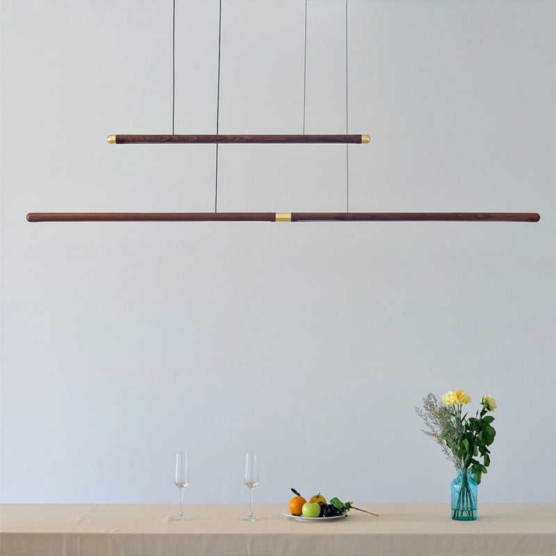 Extended Linear Suspension Light Modern LED Solid Wood