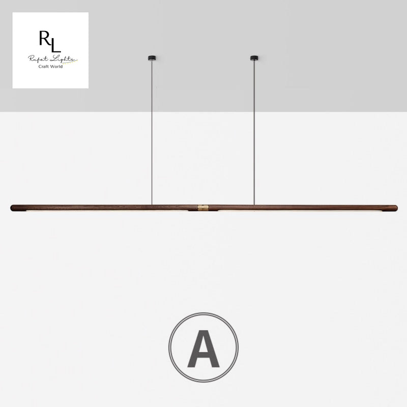 Extended Linear Suspension Light Modern LED Solid Wood