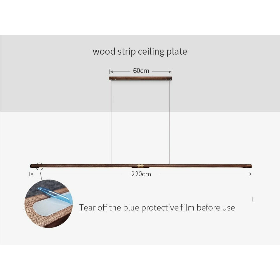 Extended Linear Suspension Light Modern LED Solid Wood