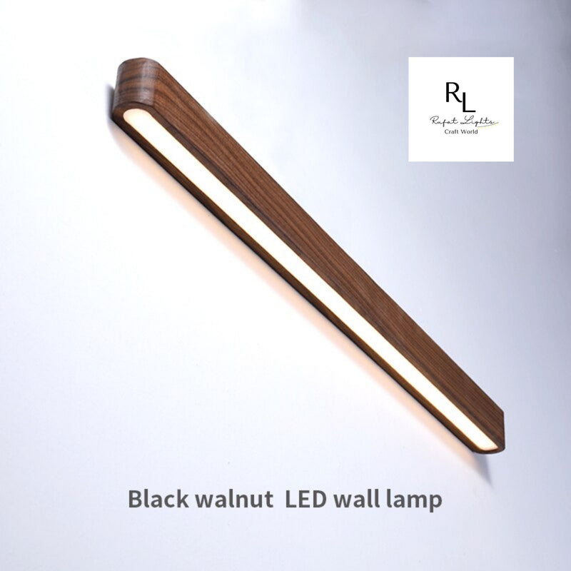 Wooden linear Wall Lamp | Nordic Striped | Solid Wood Lamp | Bedroom Lamp | Bedside Lamp | Bathroom Lamp | Japan Style Lighting Black Walnut