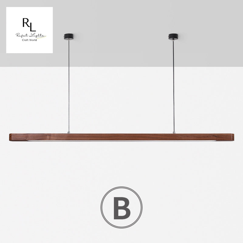Wood Linear Suspension Rounded Chandelier