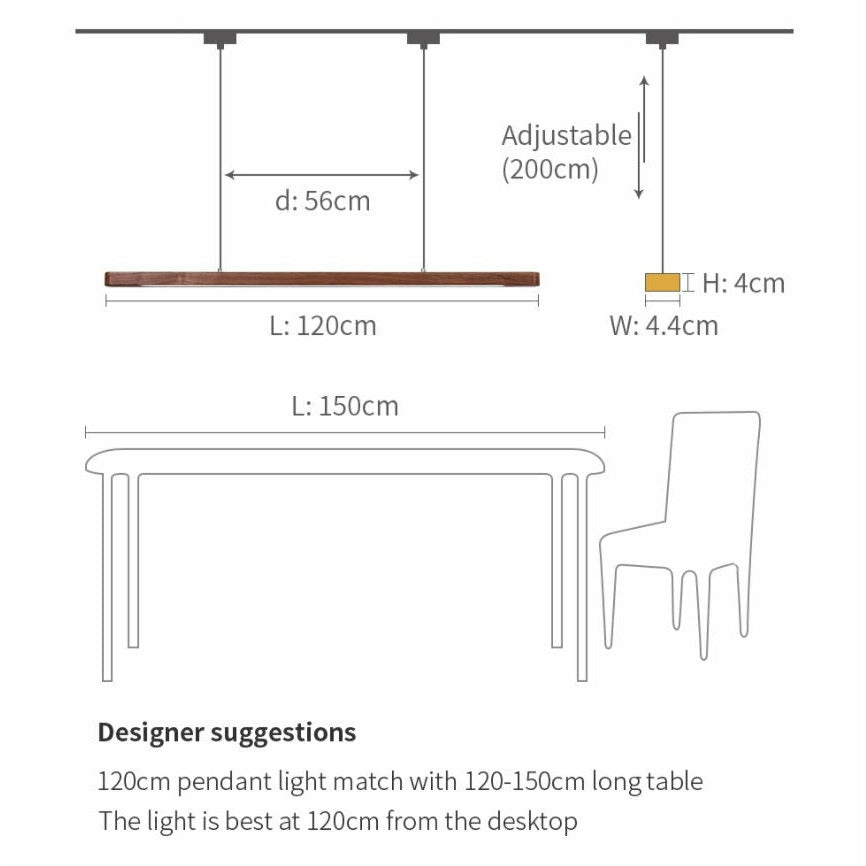 Wood Linear Suspension Rounded Chandelier