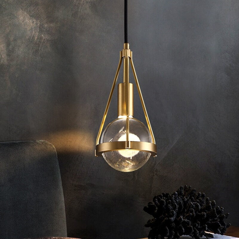 Blowball Gold Crystal Pendant Light Hanging Lighting Fixture Home Lighting Nordic Ceiling Lamp Contemporary Modern Chandelier Brass Bedroom