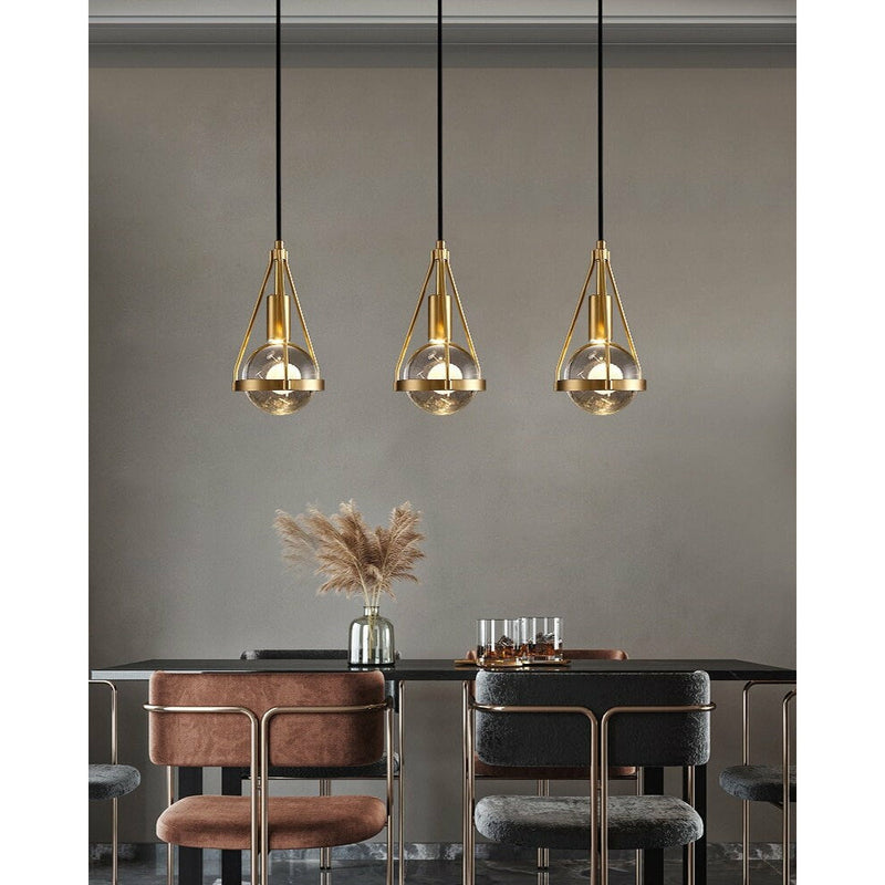 Blowball Gold Crystal Pendant Light Hanging Lighting Fixture Home Lighting Nordic Ceiling Lamp Contemporary Modern Chandelier Brass Bedroom