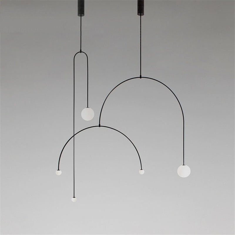 Nordic Geometric Pendant Lights U-shaped Line, Living Room Bedside Lamp Creative Minimalist Chandelier Dining Room Hanging Lights Fixtures