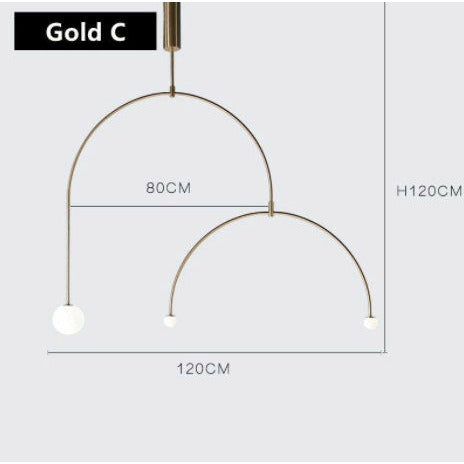 Nordic Geometric Pendant Lights U-shaped Line, Living Room Bedside Lamp Creative Minimalist Chandelier Dining Room Hanging Lights Fixtures