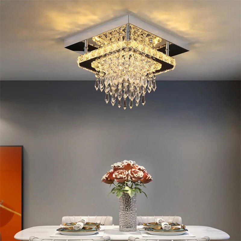 Recessed Stainless Steel K9 Crystal Round Chandelier