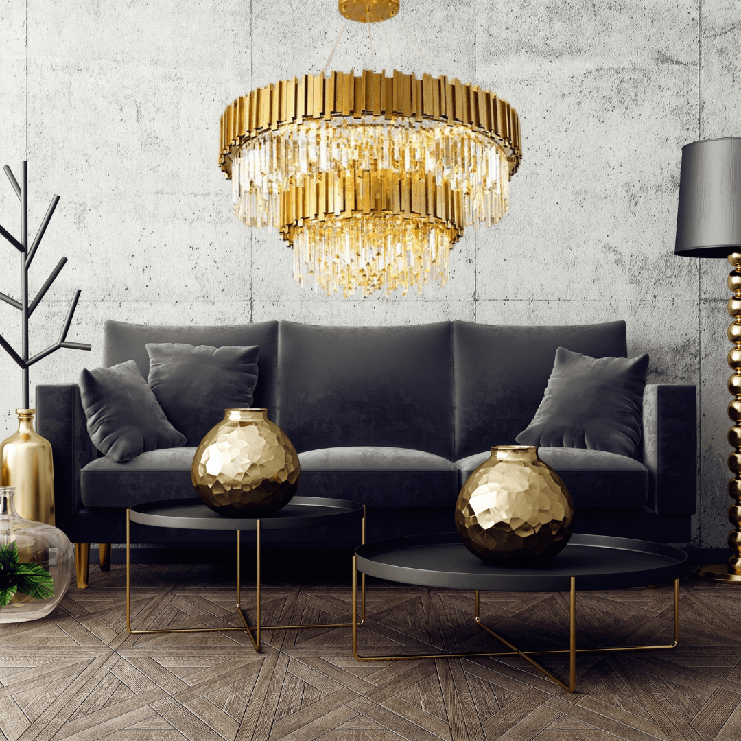 Stainless Steel Light Luxury Round Crystal Chandelier