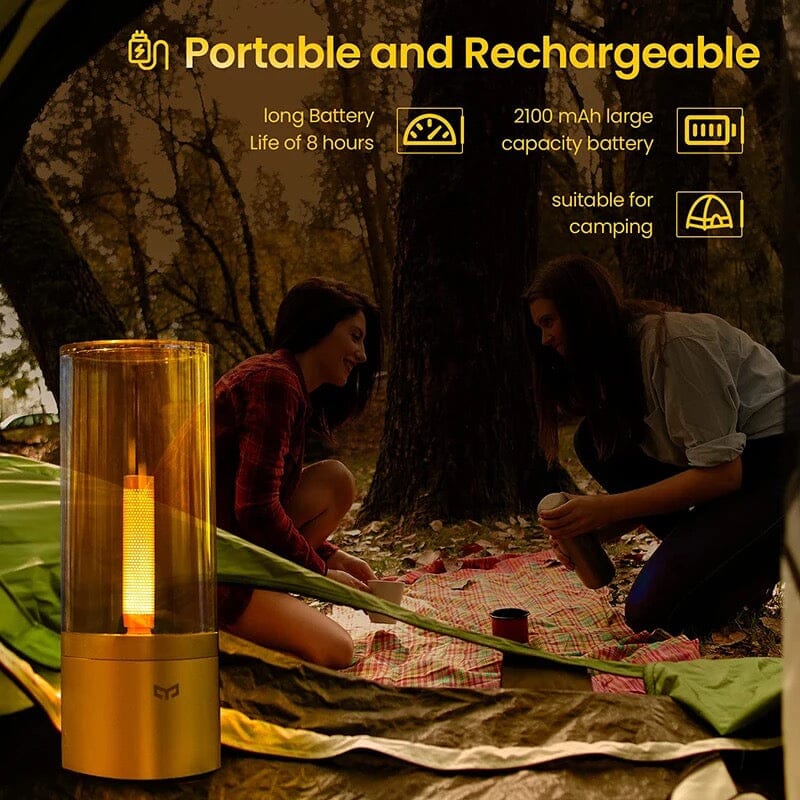 Yellow Nightstand Rechargeable Candle Table Lamp