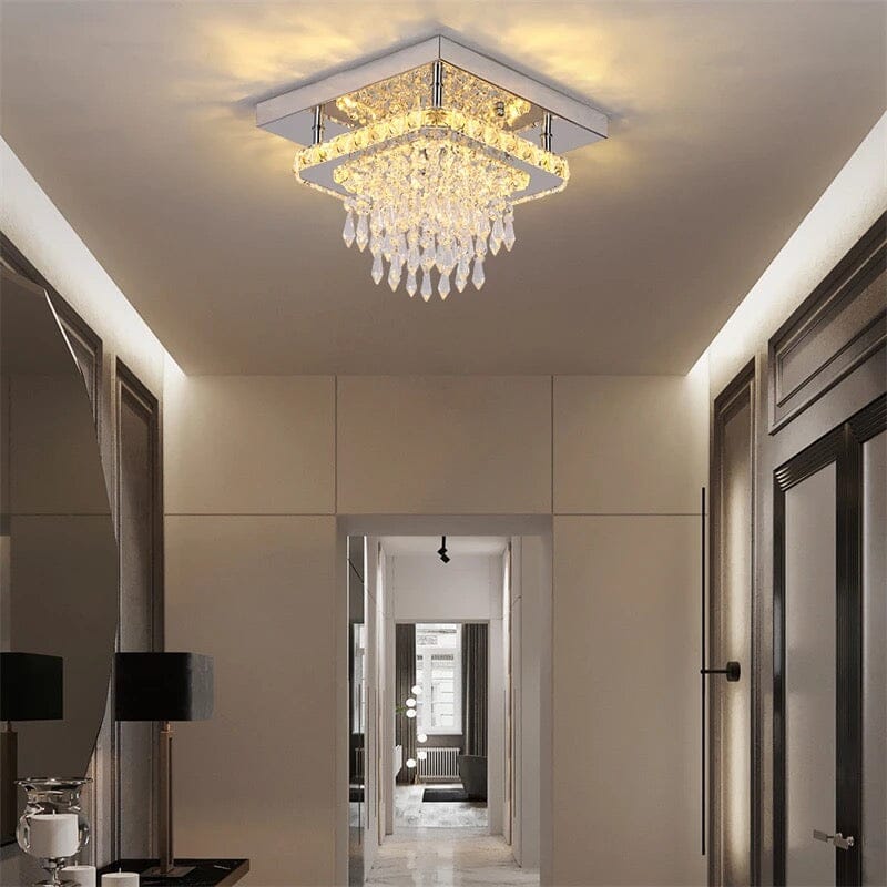 Recessed Stainless Steel K9 Crystal Round Chandelier