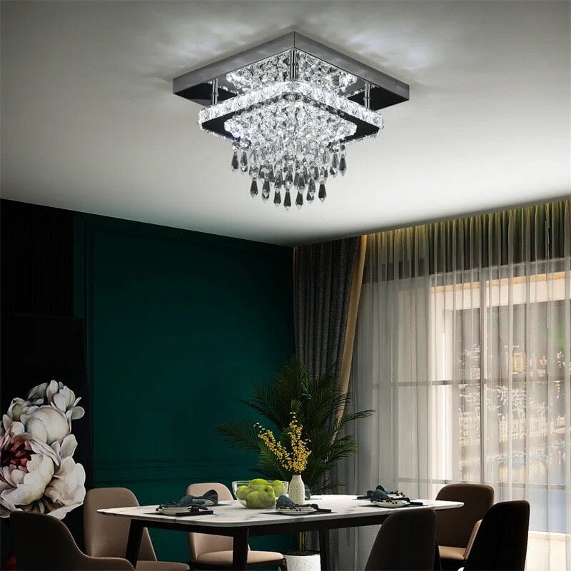 Recessed Stainless Steel K9 Crystal Round Chandelier