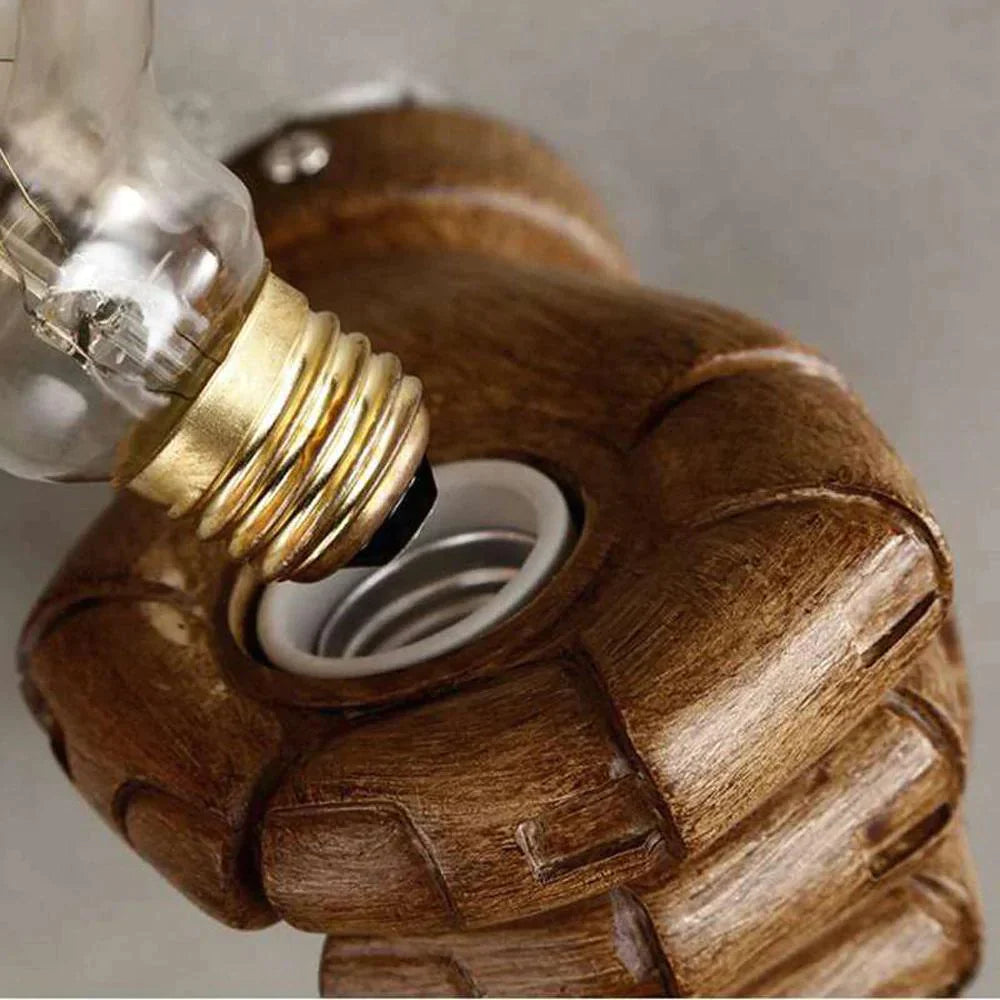 American Vintage Wood Hand Model Wall Lamps