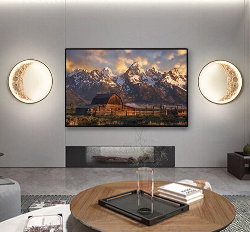 Simple Creative Half Moon Mural Wall Lamp