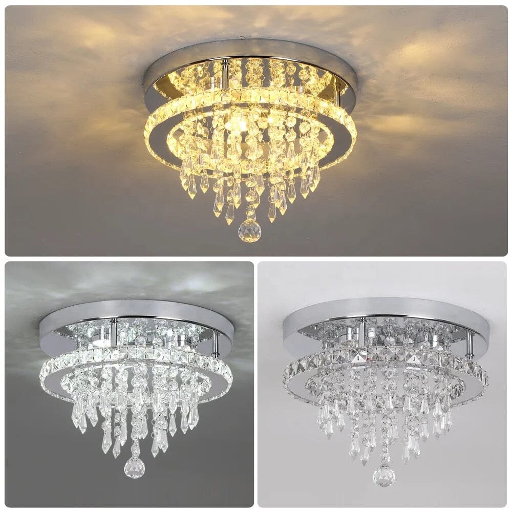 Recessed Stainless Steel K9 Crystal Round Chandelier