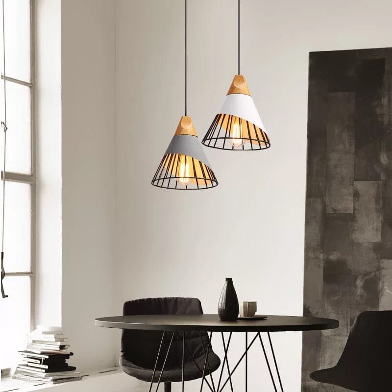 Industrial Lamp Loft Iron Wood Pendant Lights