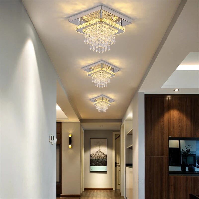 Recessed Stainless Steel K9 Crystal Round Chandelier