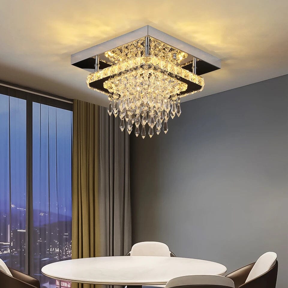 Recessed Stainless Steel K9 Crystal Round Chandelier