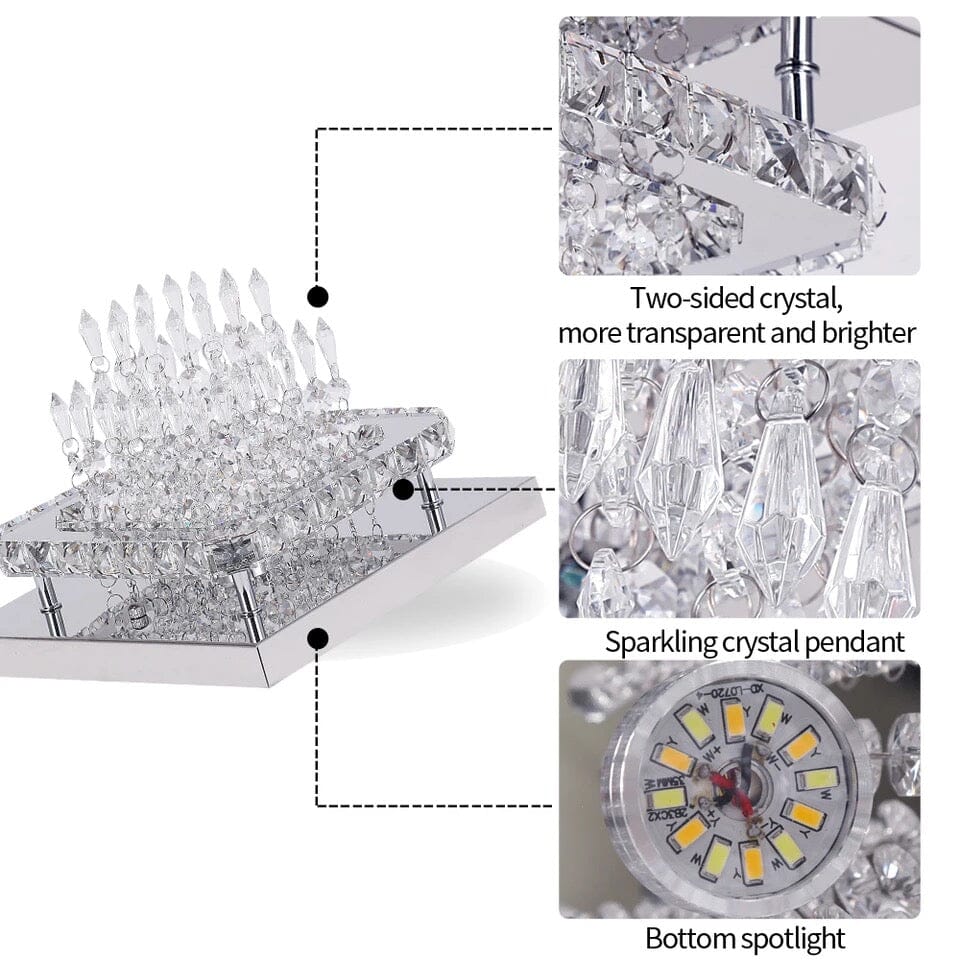 Recessed Stainless Steel K9 Crystal Round Chandelier