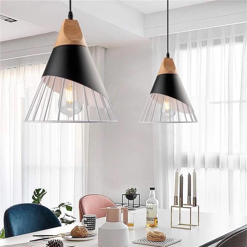 Industrial Lamp Loft Iron Wood Pendant Lights