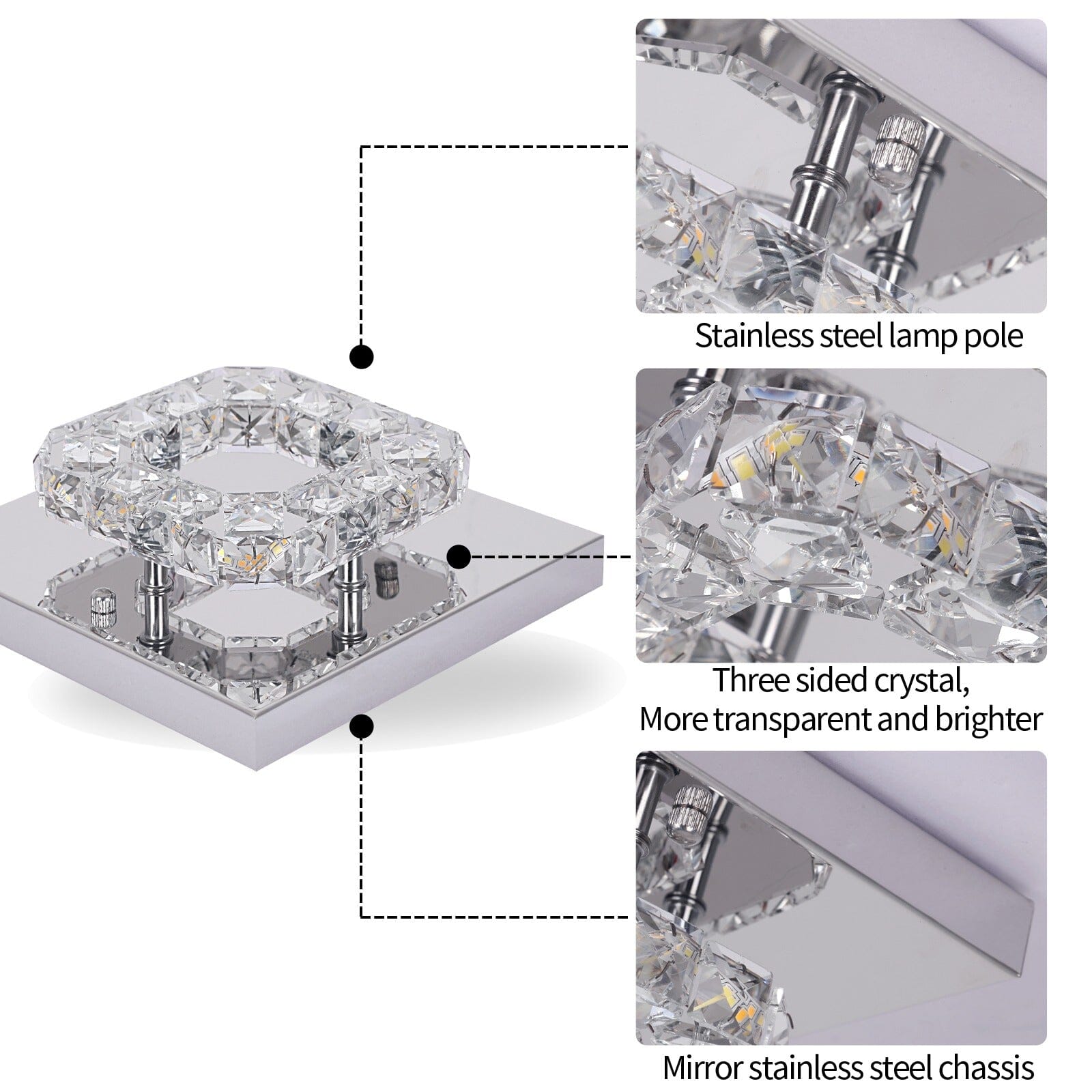 Modern Square Crystal LED K9 Crystal Chandeliers