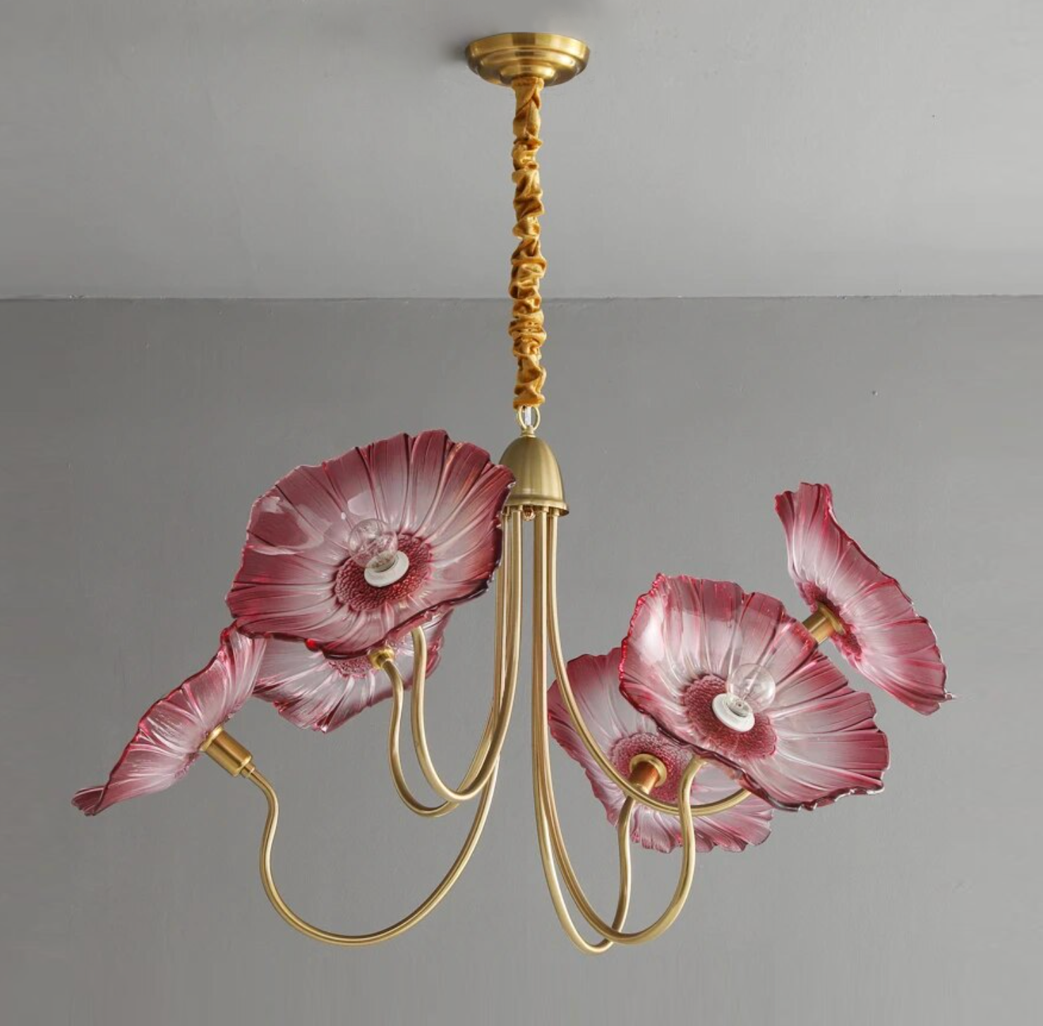 Modern Lotus Glass Flowers LED Chandelier