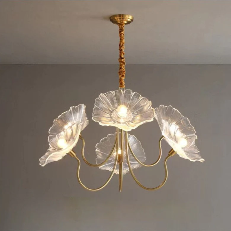 Modern Lotus Glass Flowers LED Chandelier