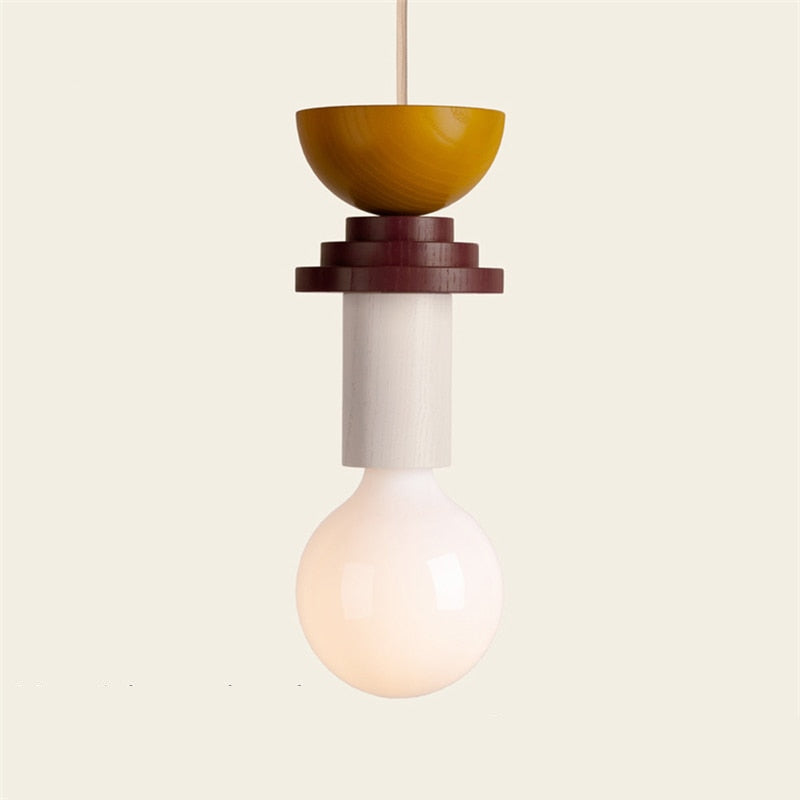 Colored Wood Blocks LED Pendant Light
