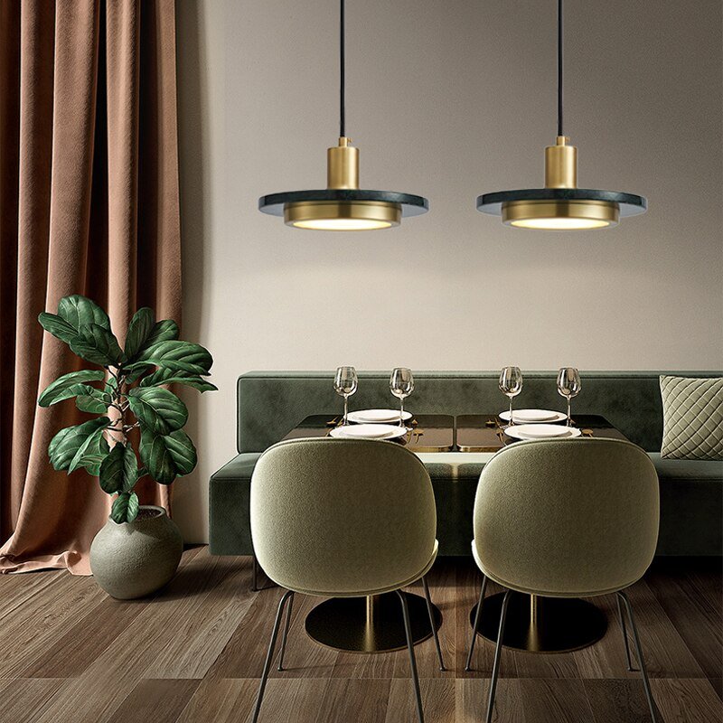 Luxury Postmodern LED Marble Disc Pendant Lights