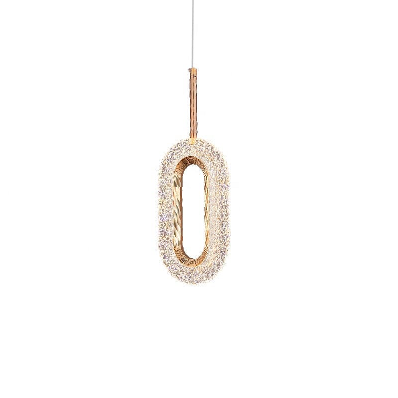 Iron Gold Oval Acrylic Long Pendant Lamp