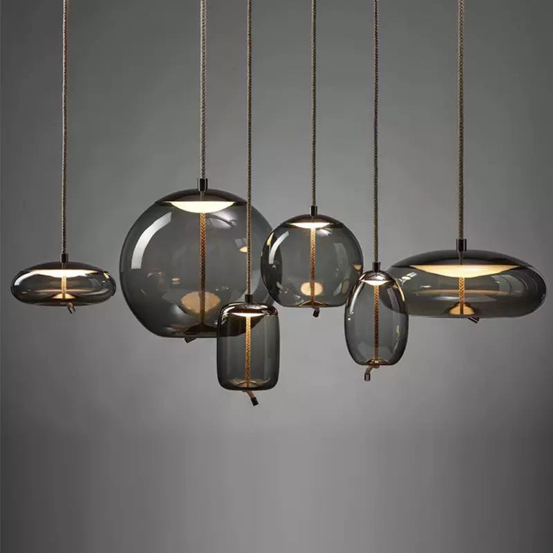 Rustic Hemp Rope Glass Pendant Lights