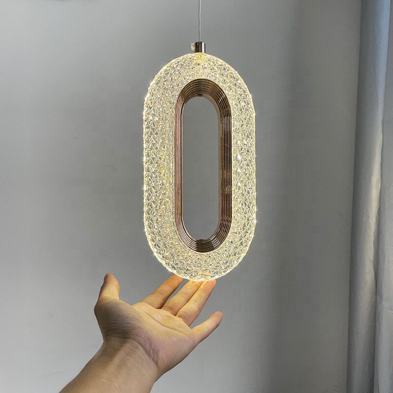 Iron Gold Oval Acrylic Long Pendant Lamp