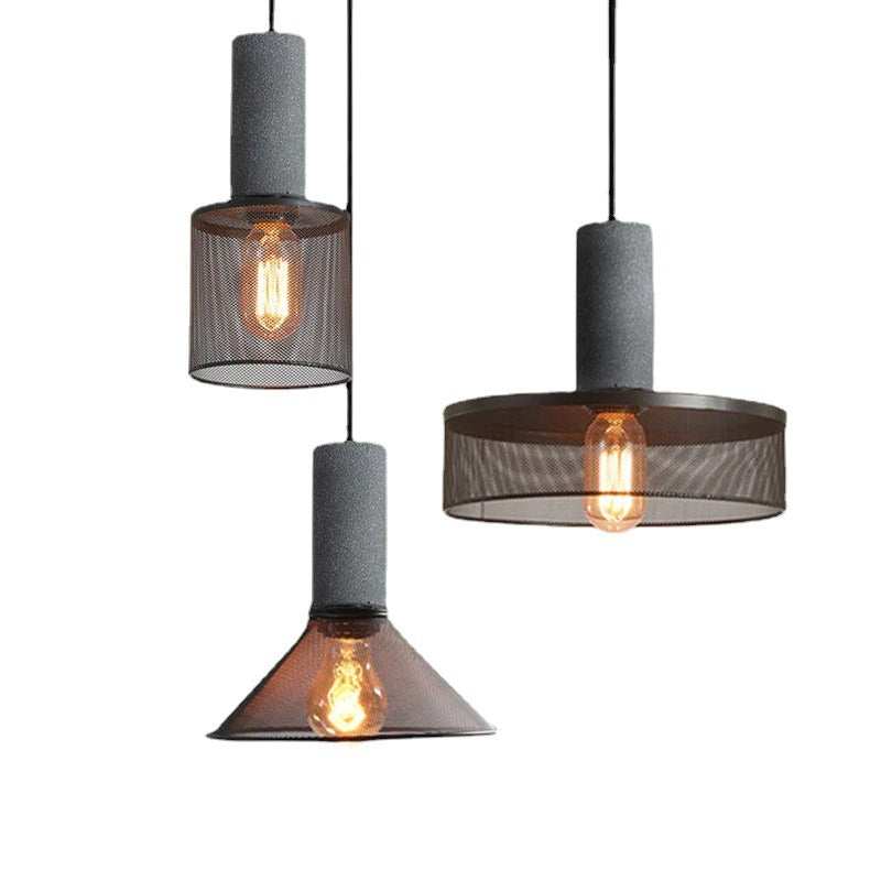 Iron Lampshade Cement Bar Pendant Lamp