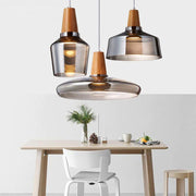 Antique Glass Coated Wood Pendant Lights