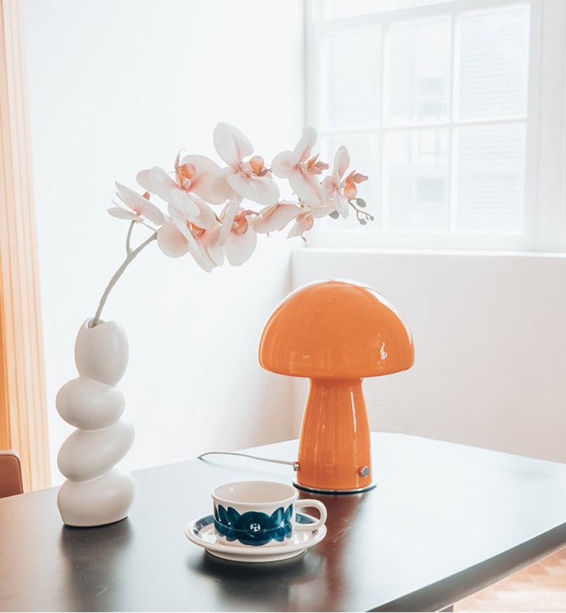 Danish Orange Glass Table Lamp