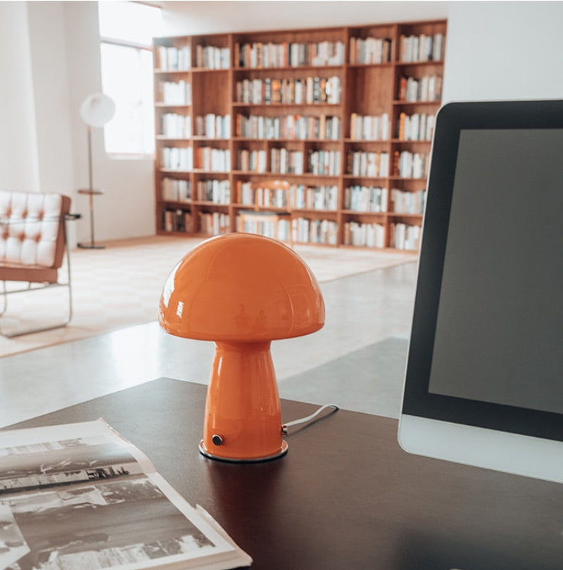 Danish Orange Glass Table Lamp